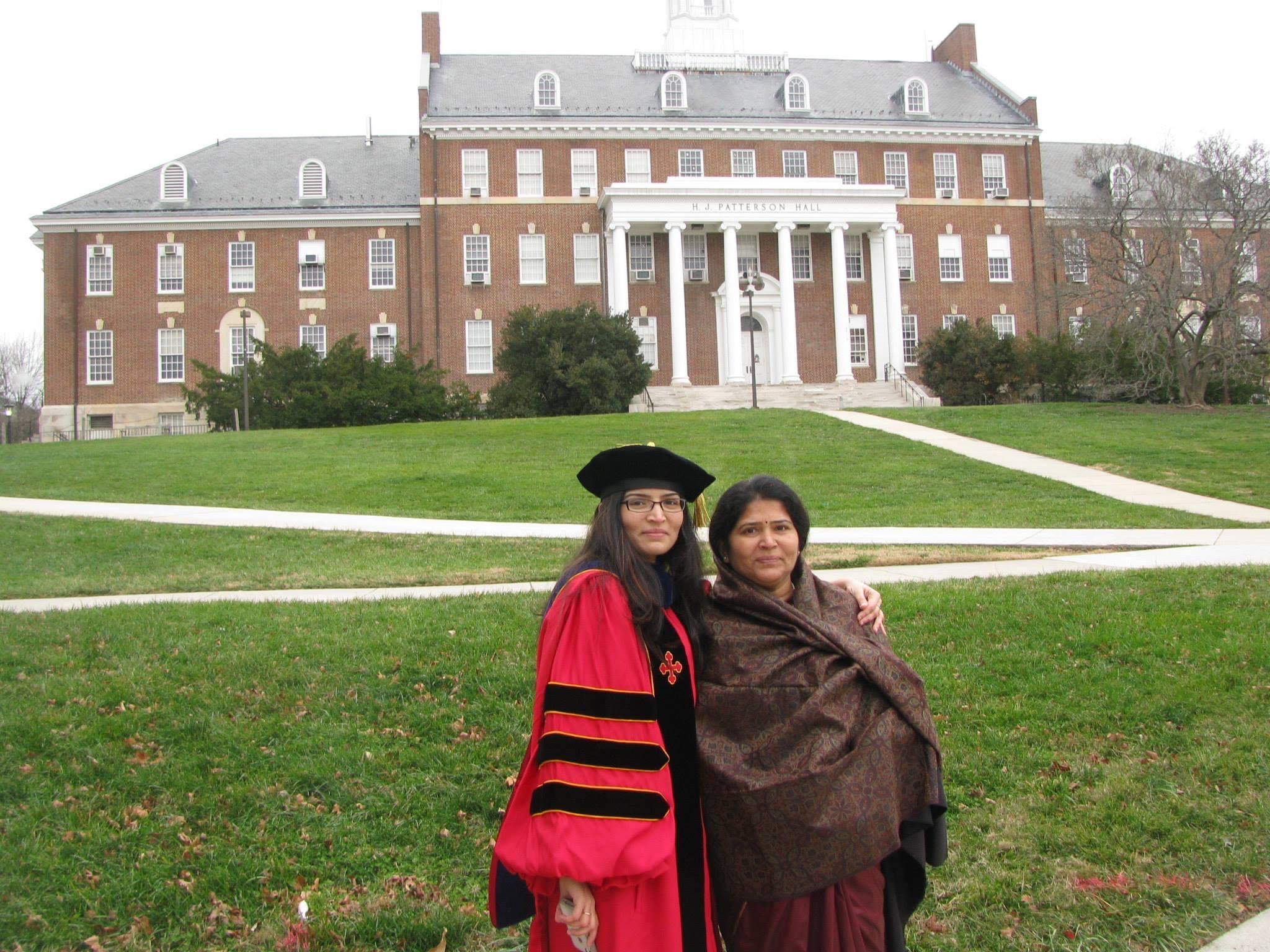 Preeti Chauhan and her mother at UMD